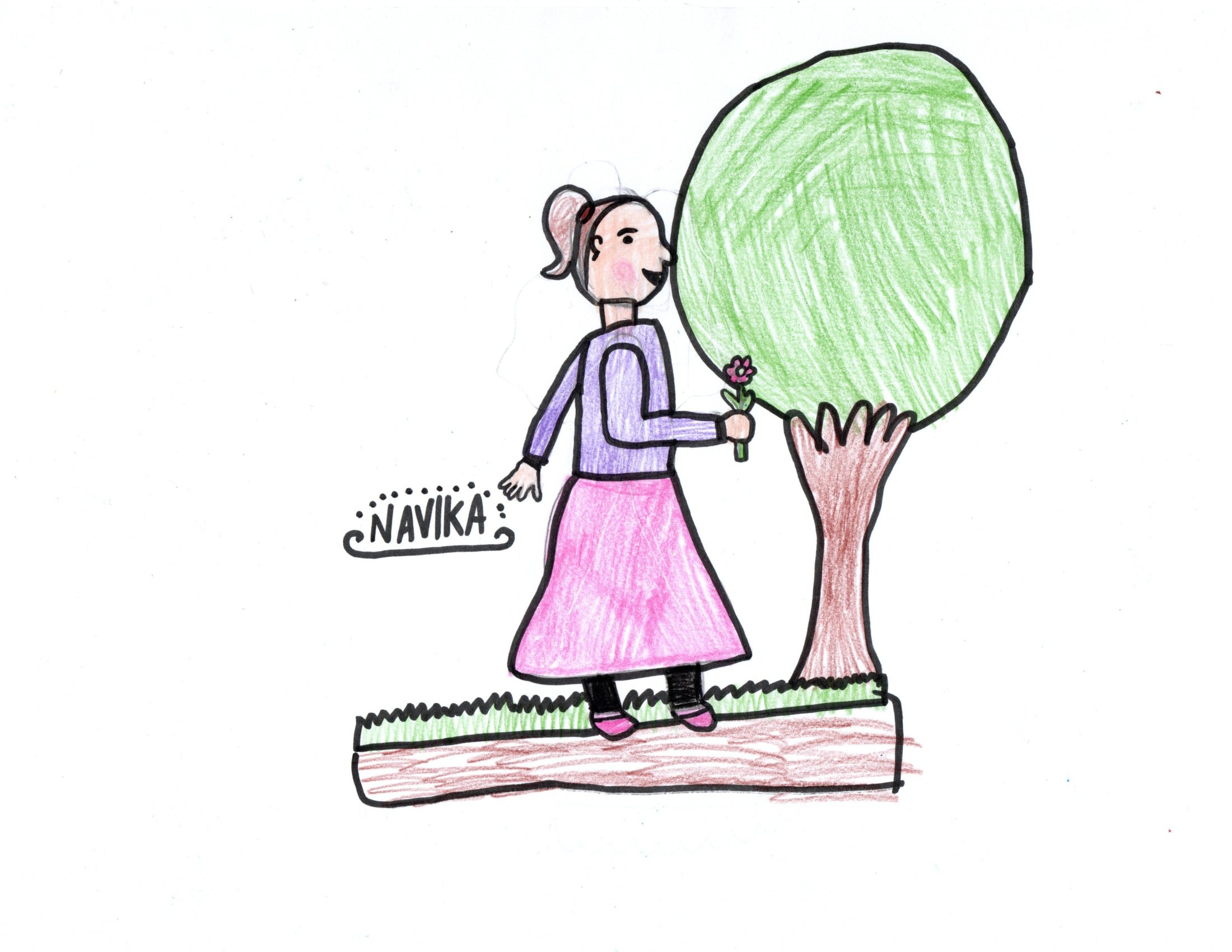 A walking girl. 
