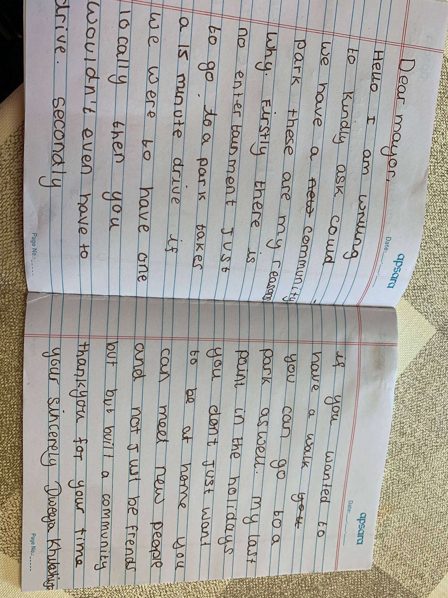 letter to mayor
