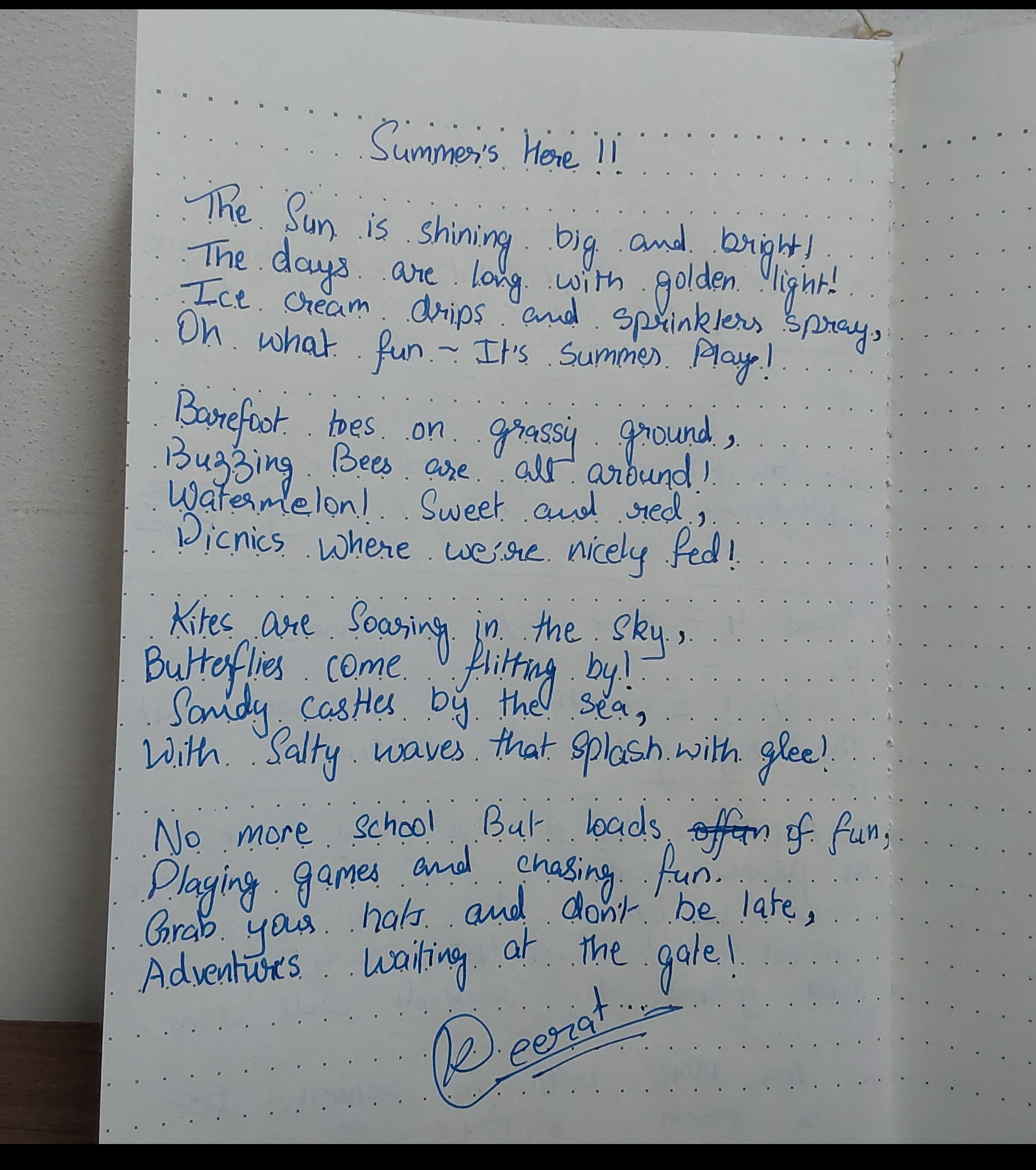 DESCRIPTION OF SUMMER BUT IN A POEM!