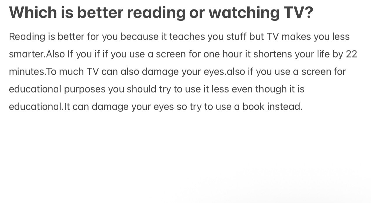 Reading VS TV