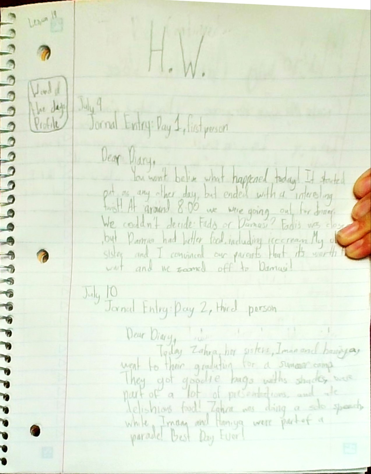 Zahra's lesson 20 Homework