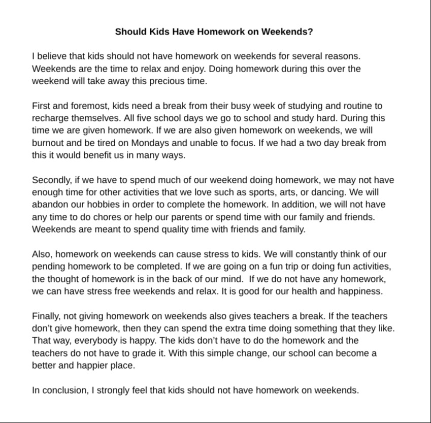 Should Kids Have Homework on Weekends?