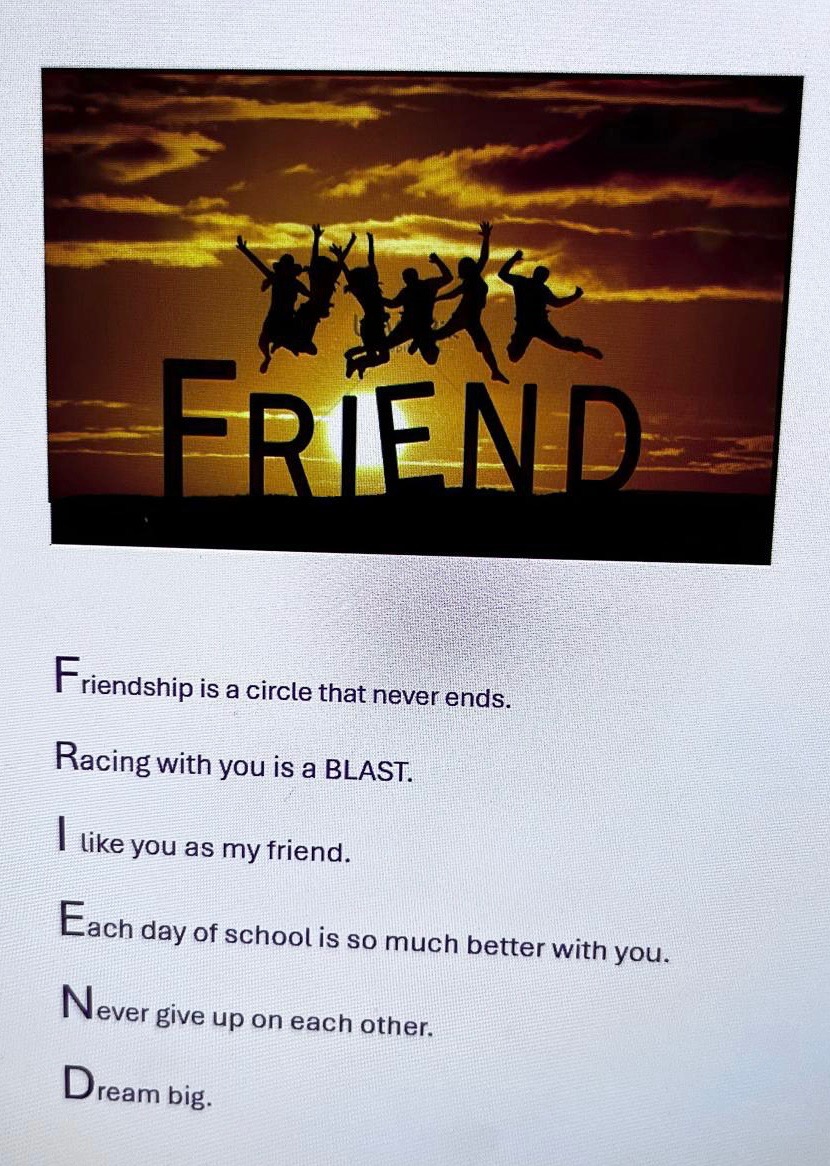 Acrostic Poem- Friend 