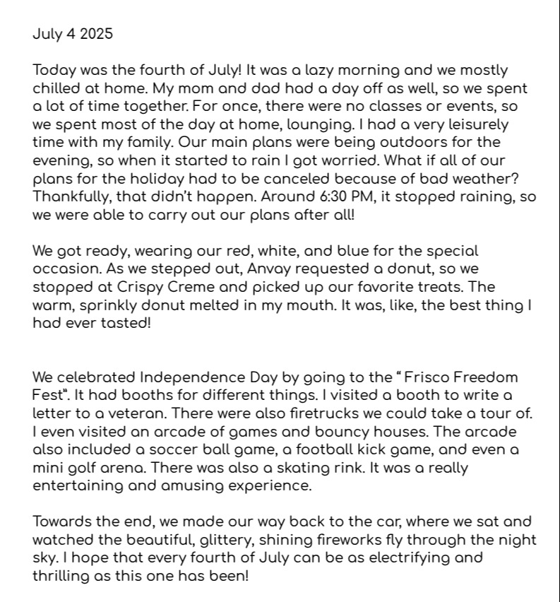 My fourth of July celebration