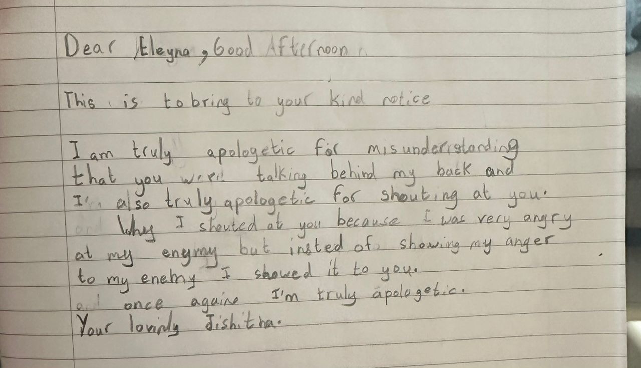 Apology to friend