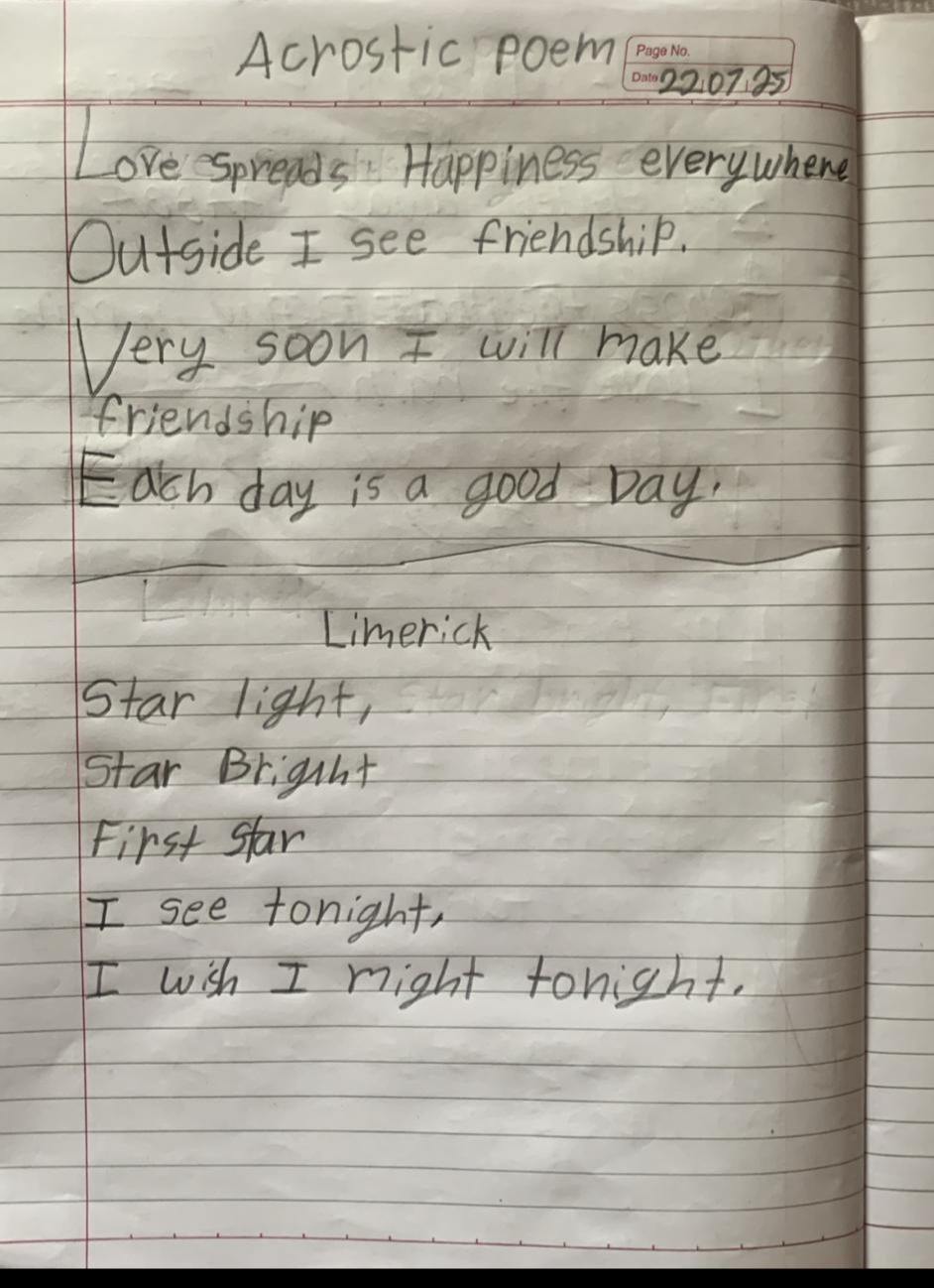Acrostic and  limerick poem 