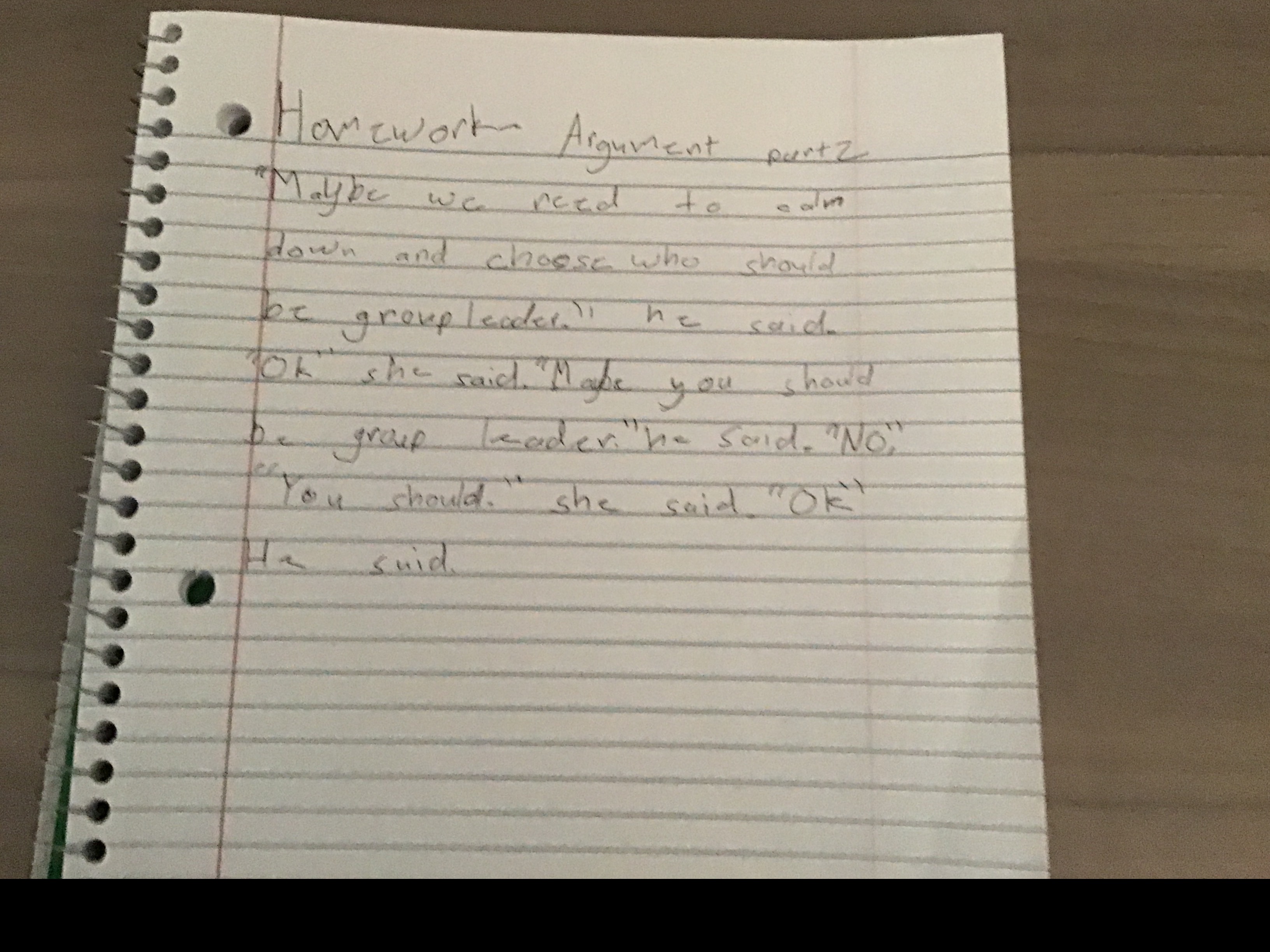 Homework Argument part 2