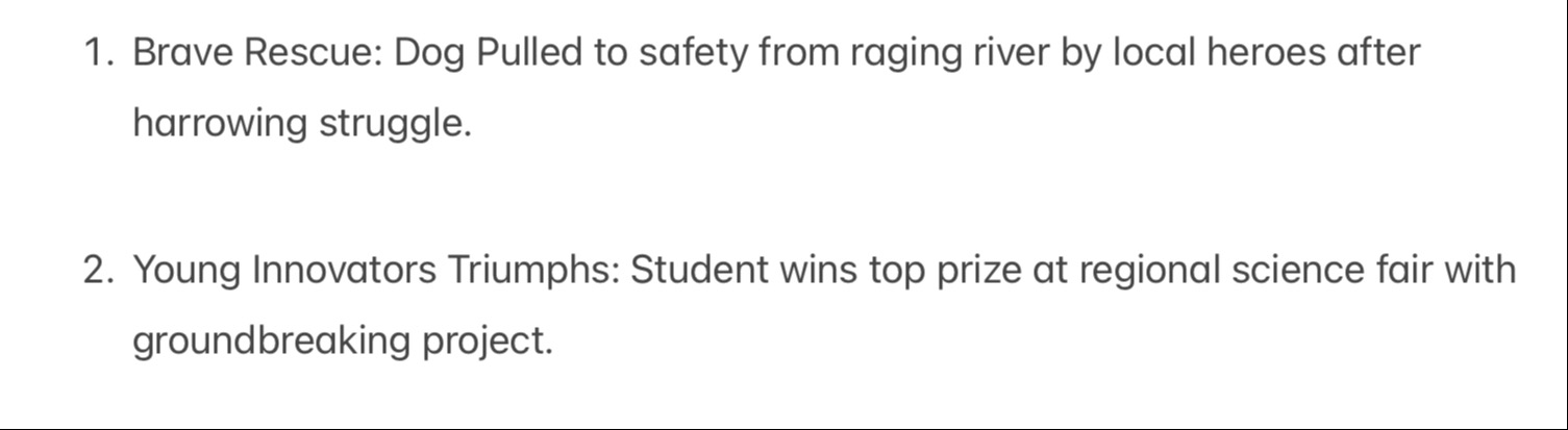 Headlines I wrote for creative writings