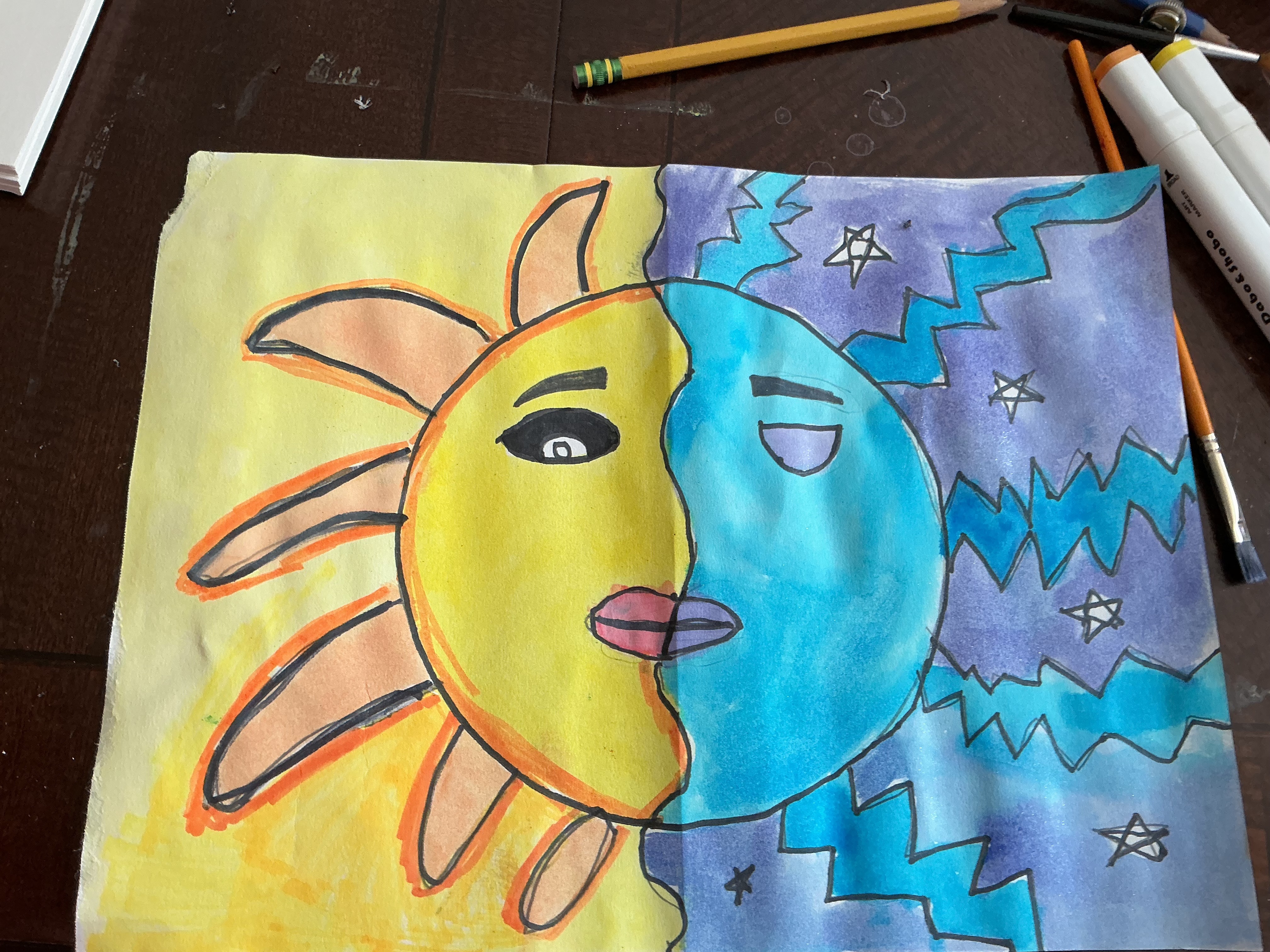 Sun and moon art