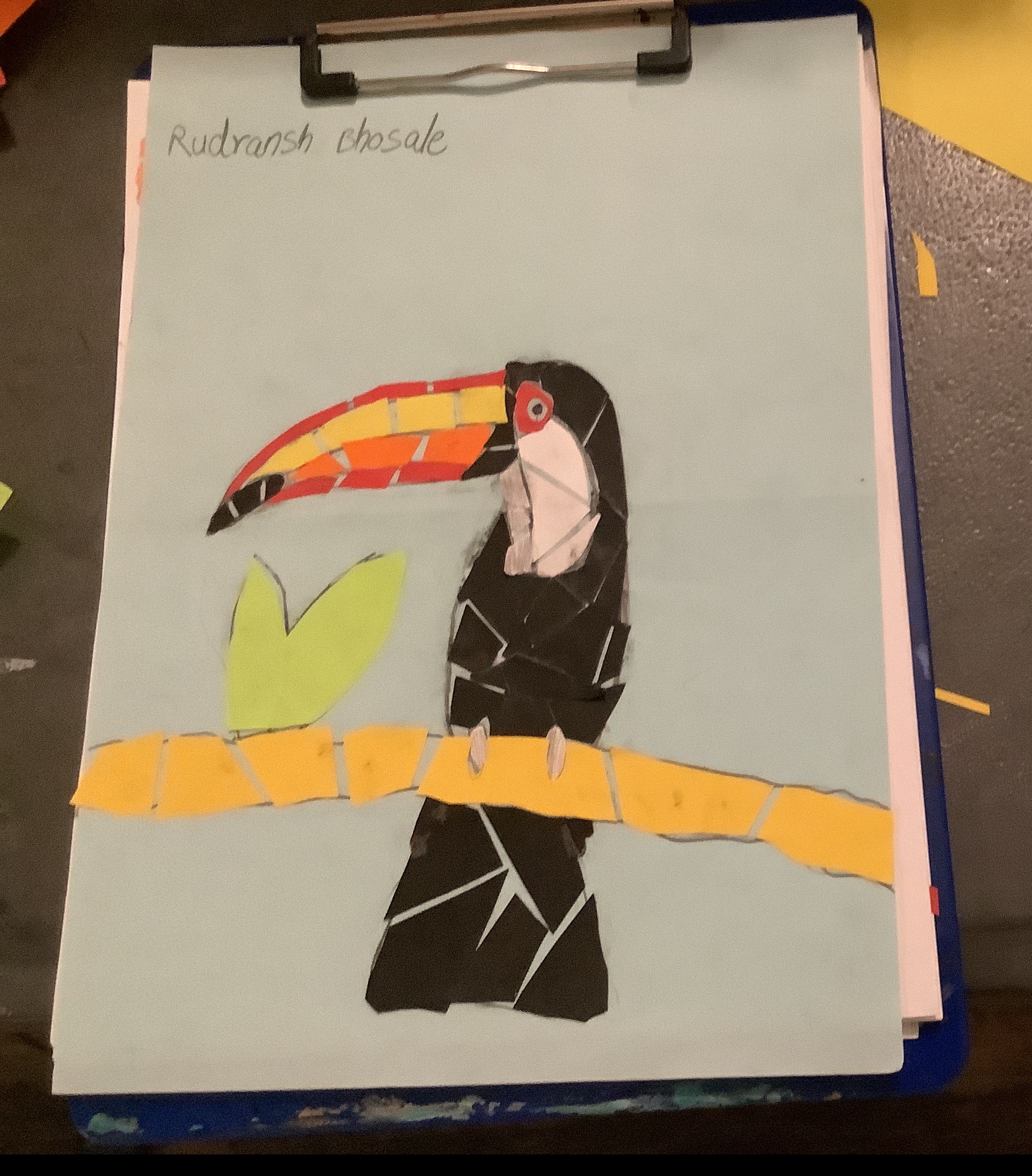 Toucan with mosaic tile art