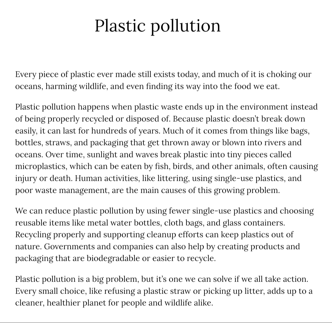 Plastic pollution