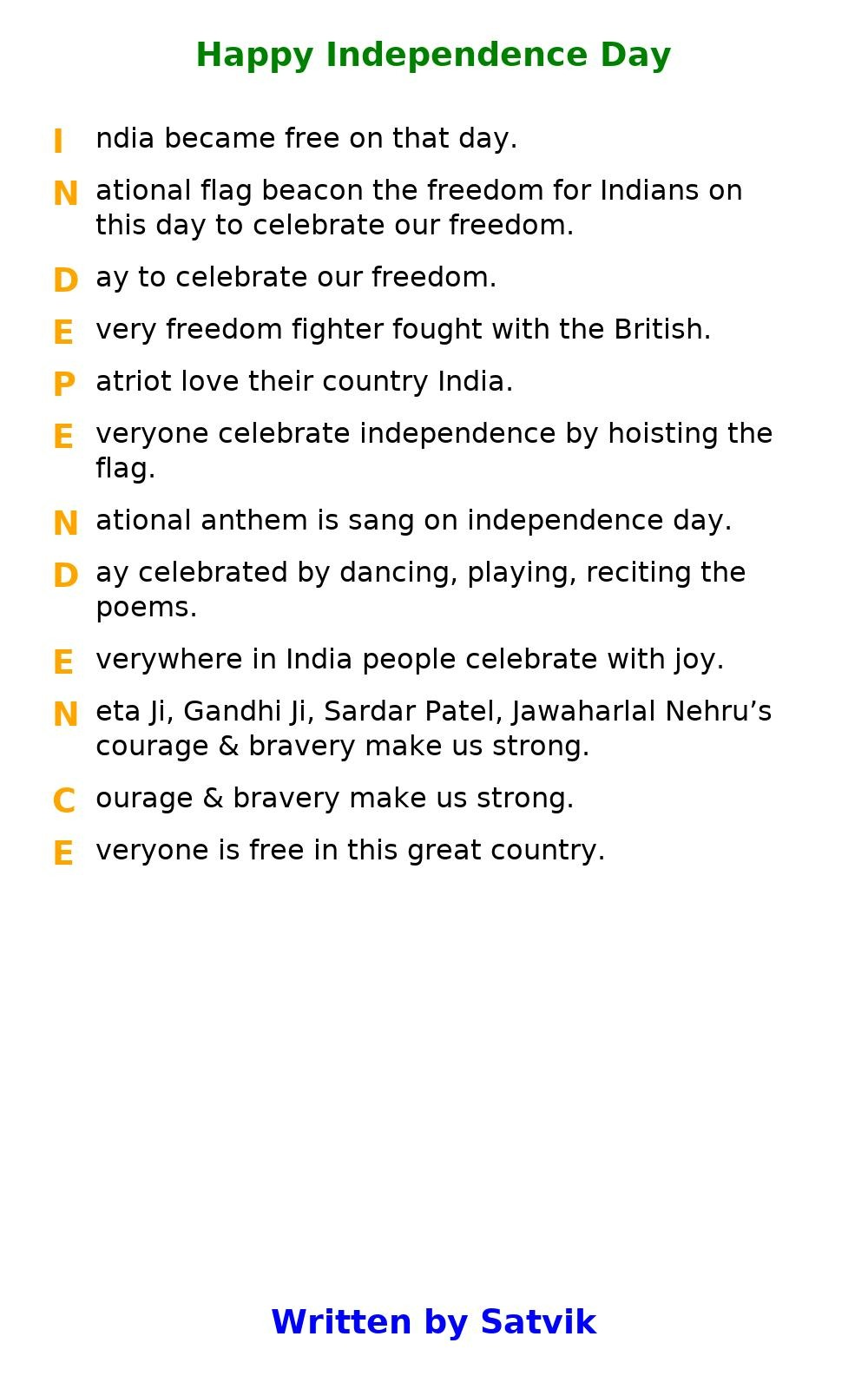 POEM ON INDEPENDENCE DAY