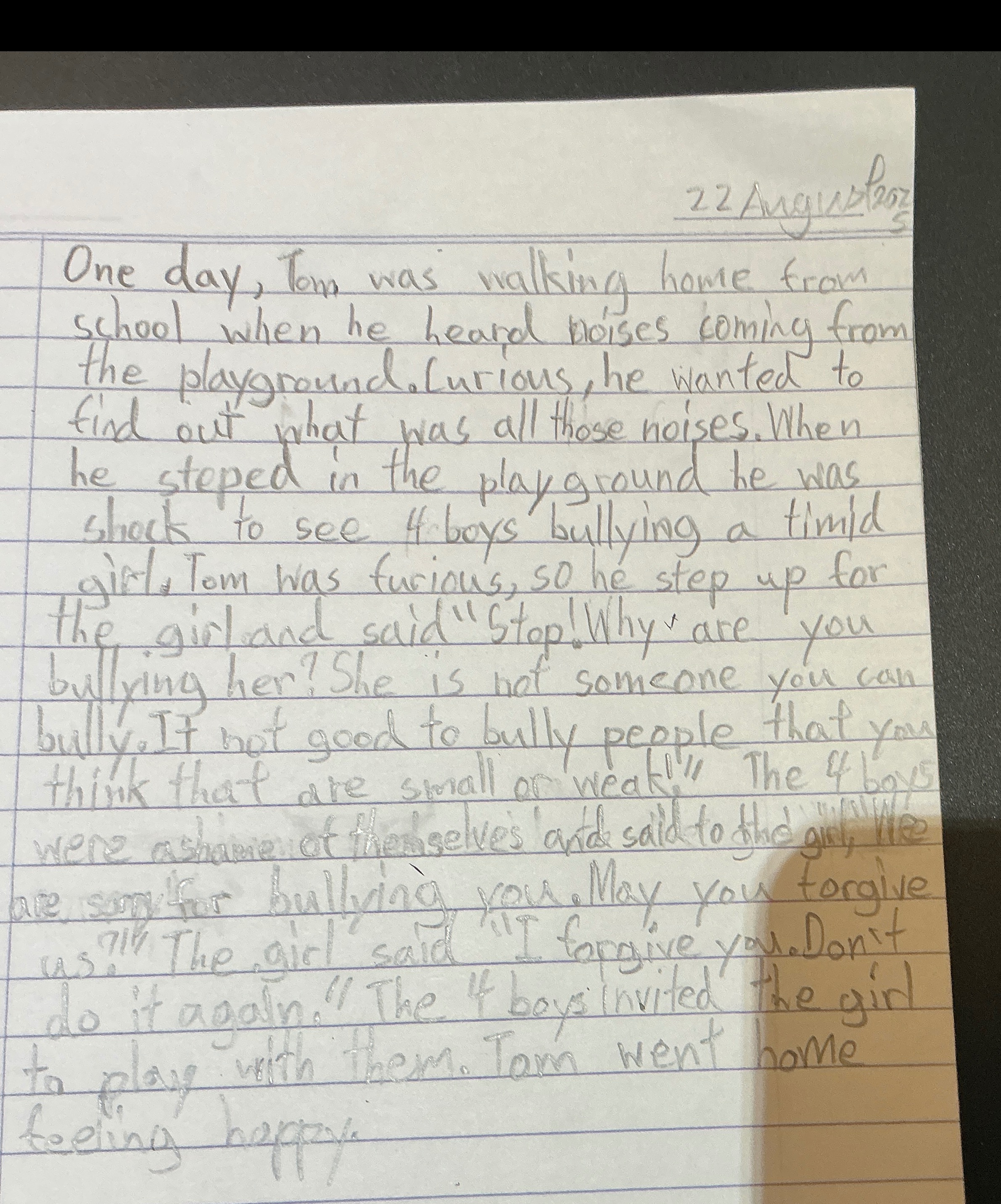 Tom,bullies and a timid girl