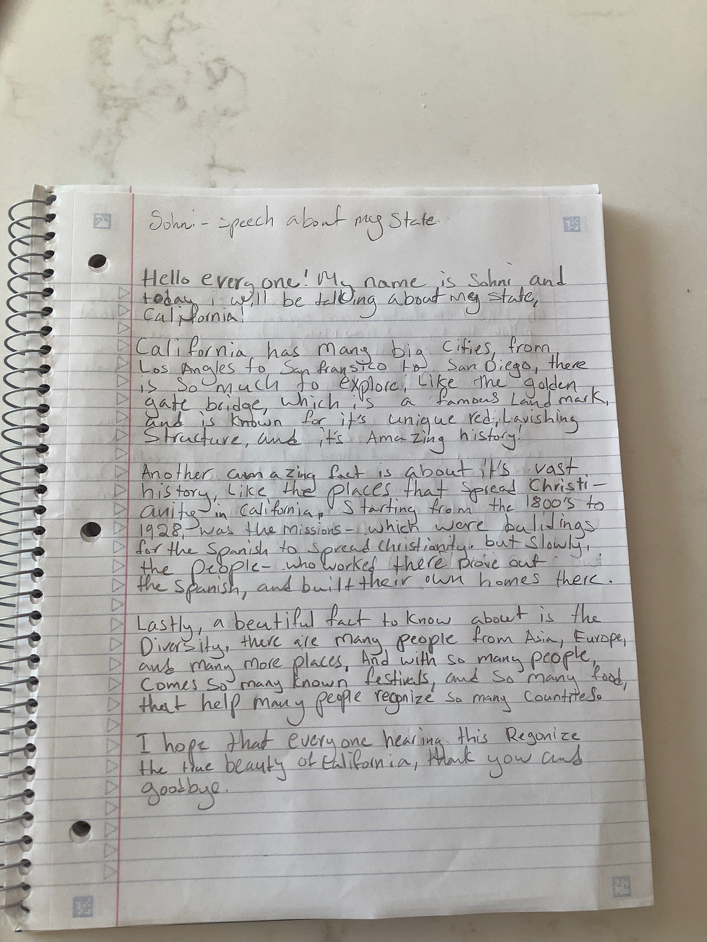 A speech about my state