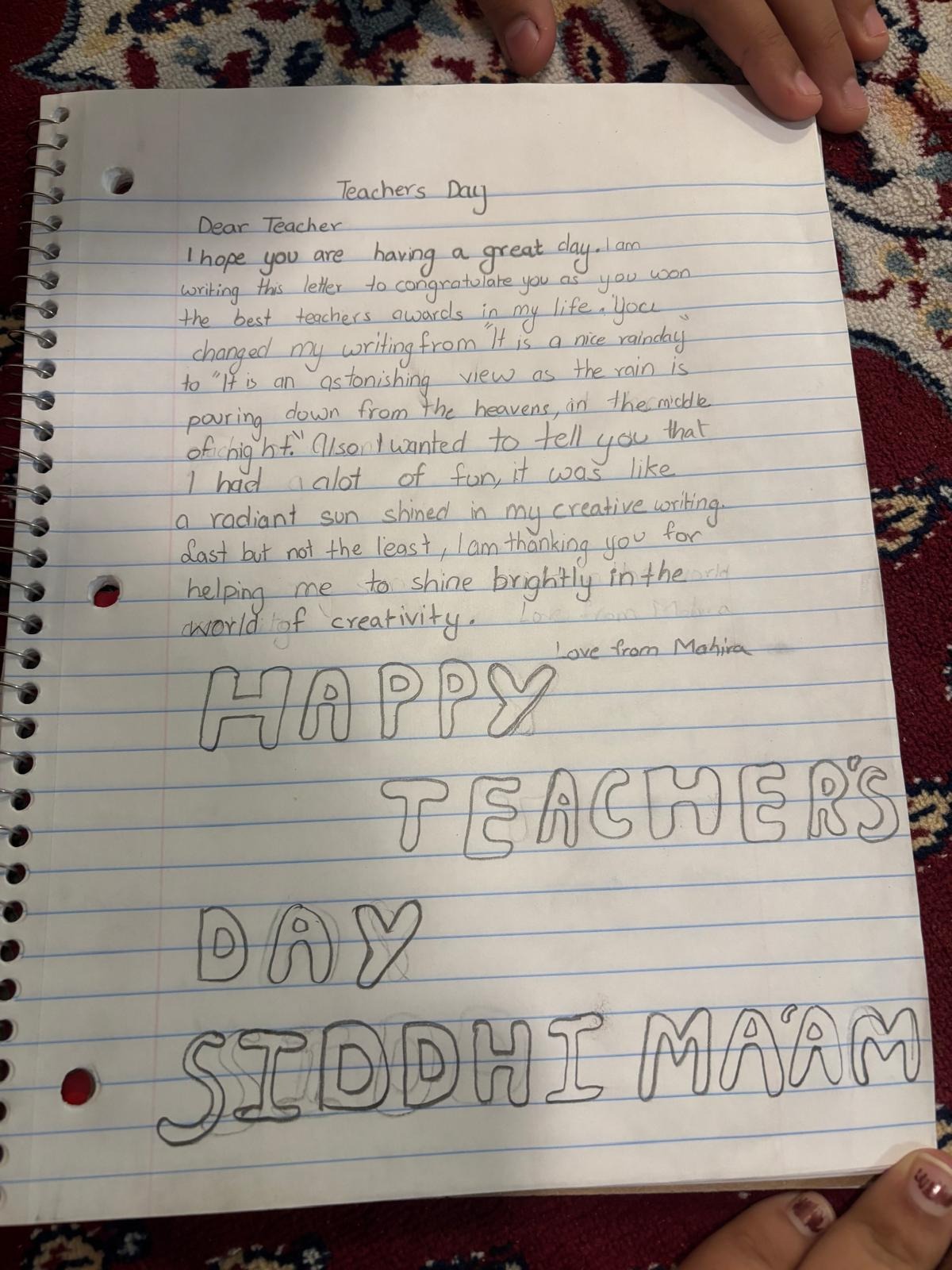 Happy Teacher's Day Siddhi Ma'am