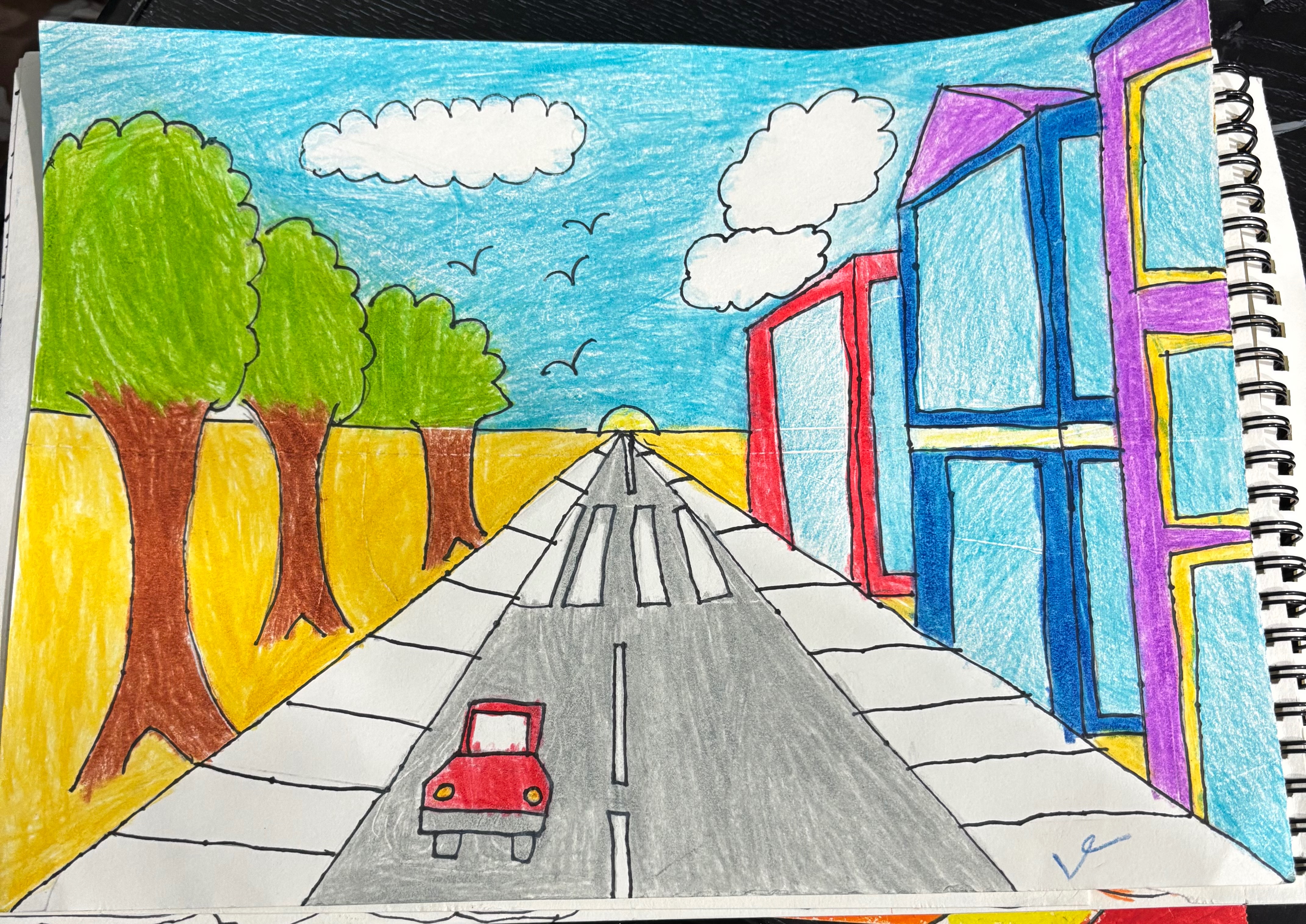 One point perspective art
