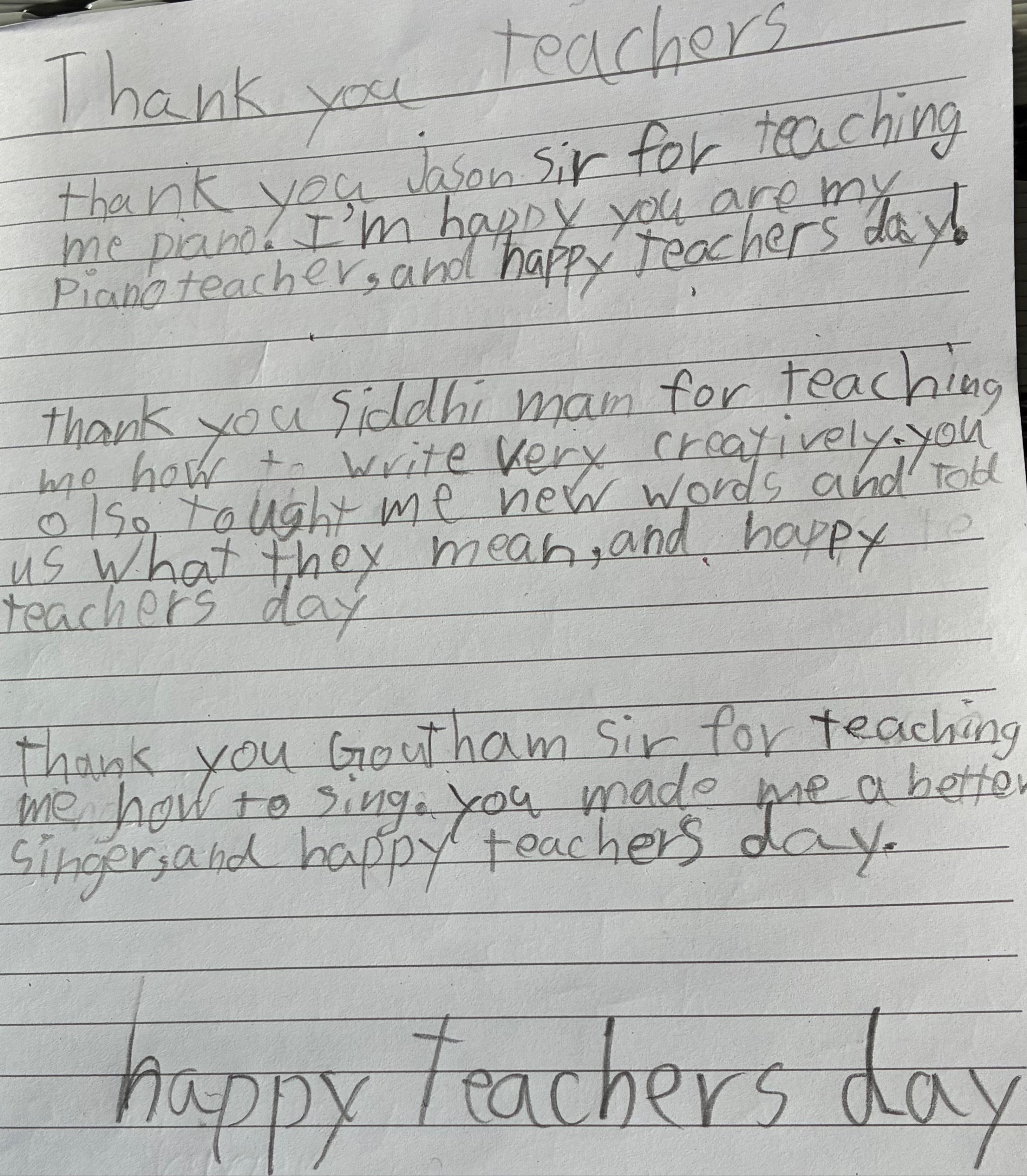 Thank you teachers