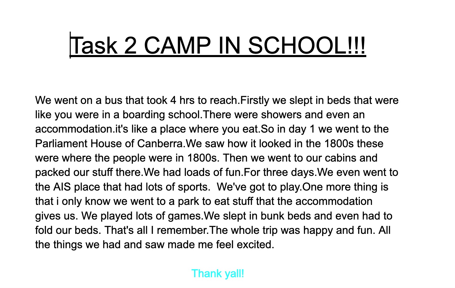 CAMP IN SCHOOL!!!