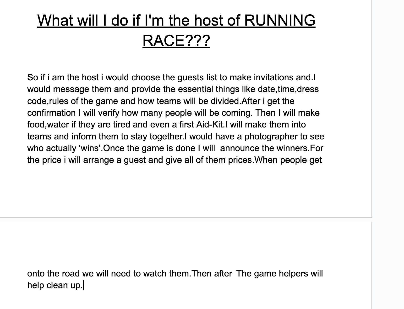 What will i do if i am the host of a running race???
