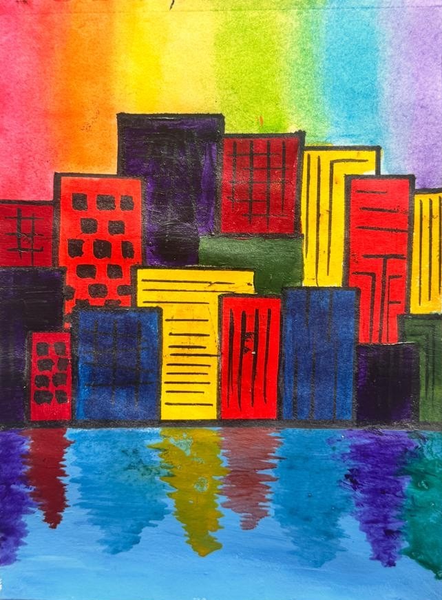 Cityscape with reflection