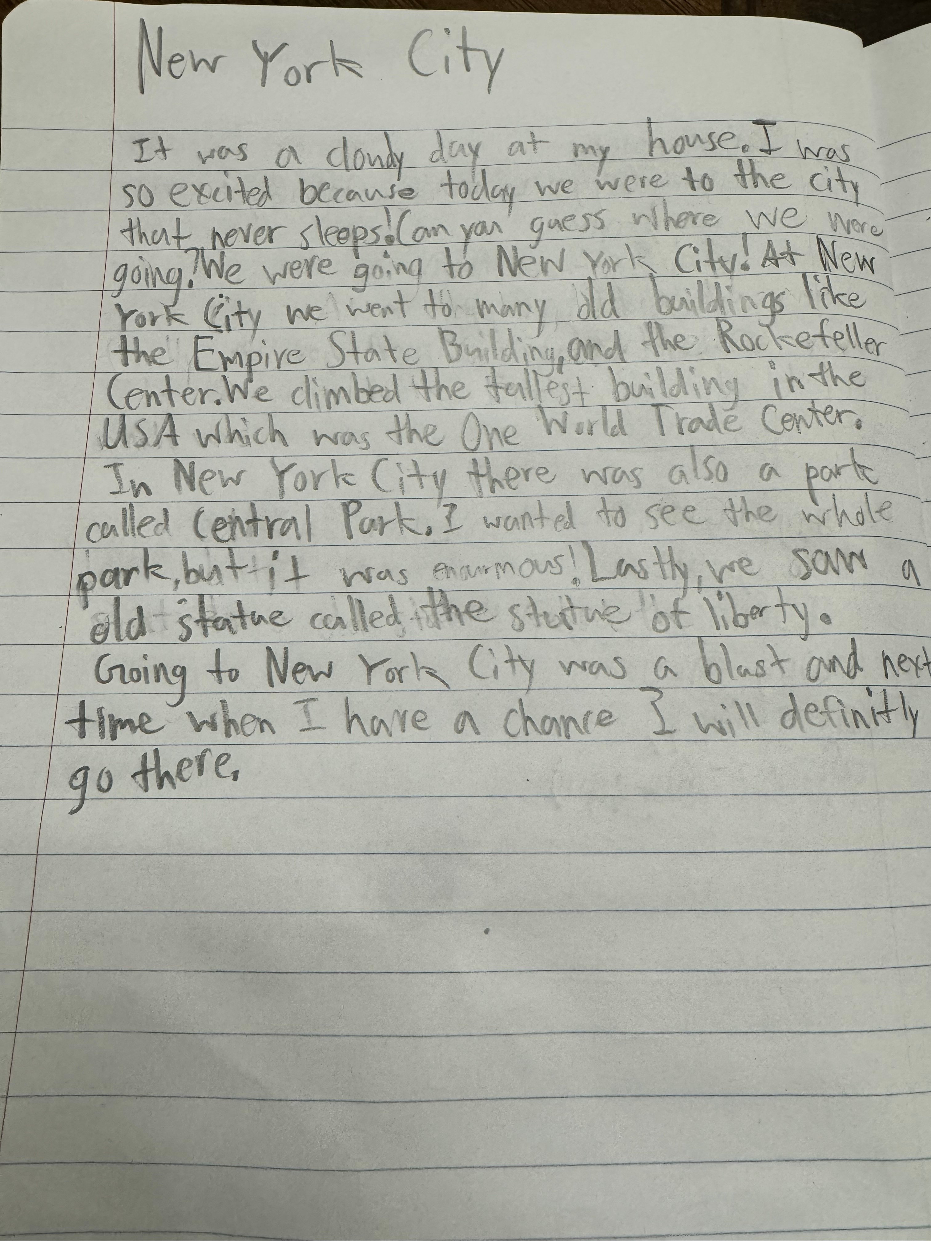 New York City adventure (homework)