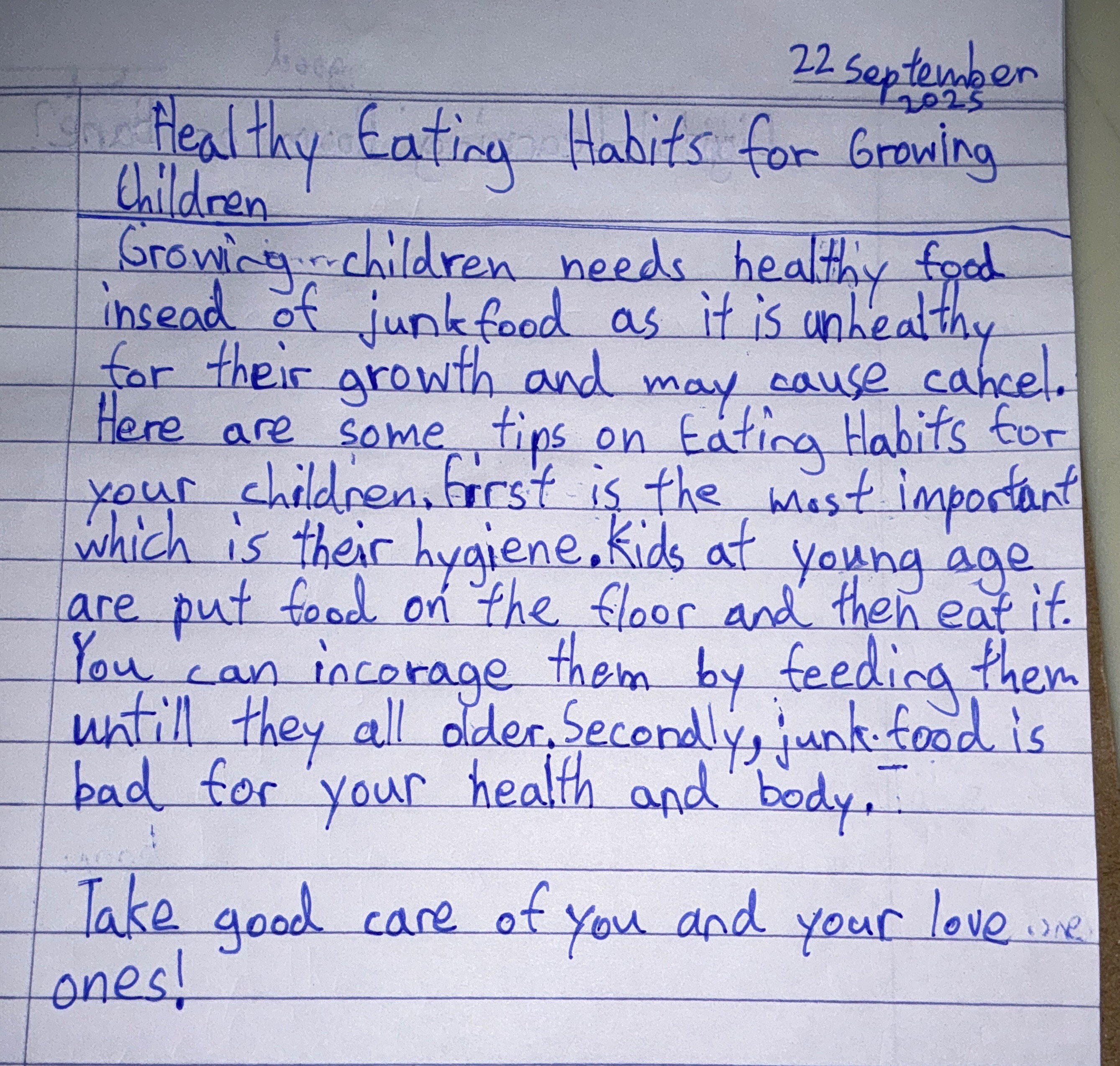 Healthy, eating habits for children