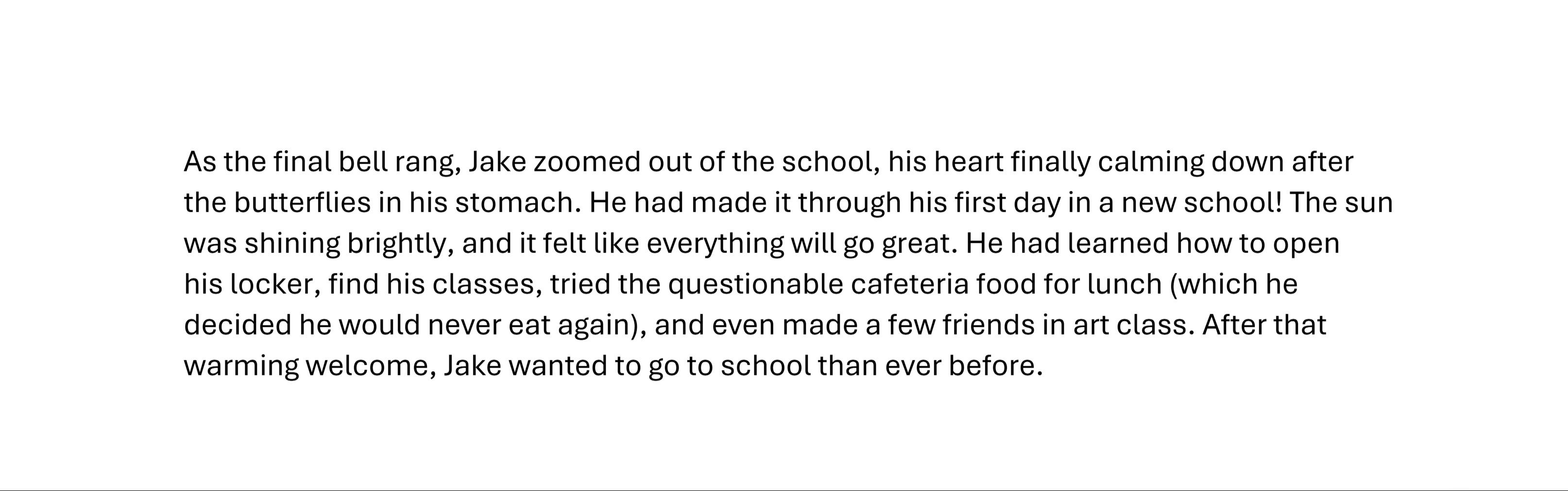 The first day in a new school