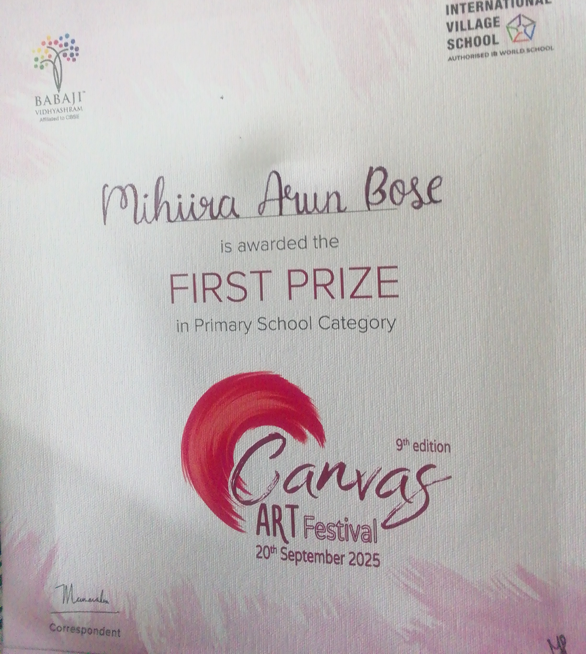 I won 1st prize in canvas art festival