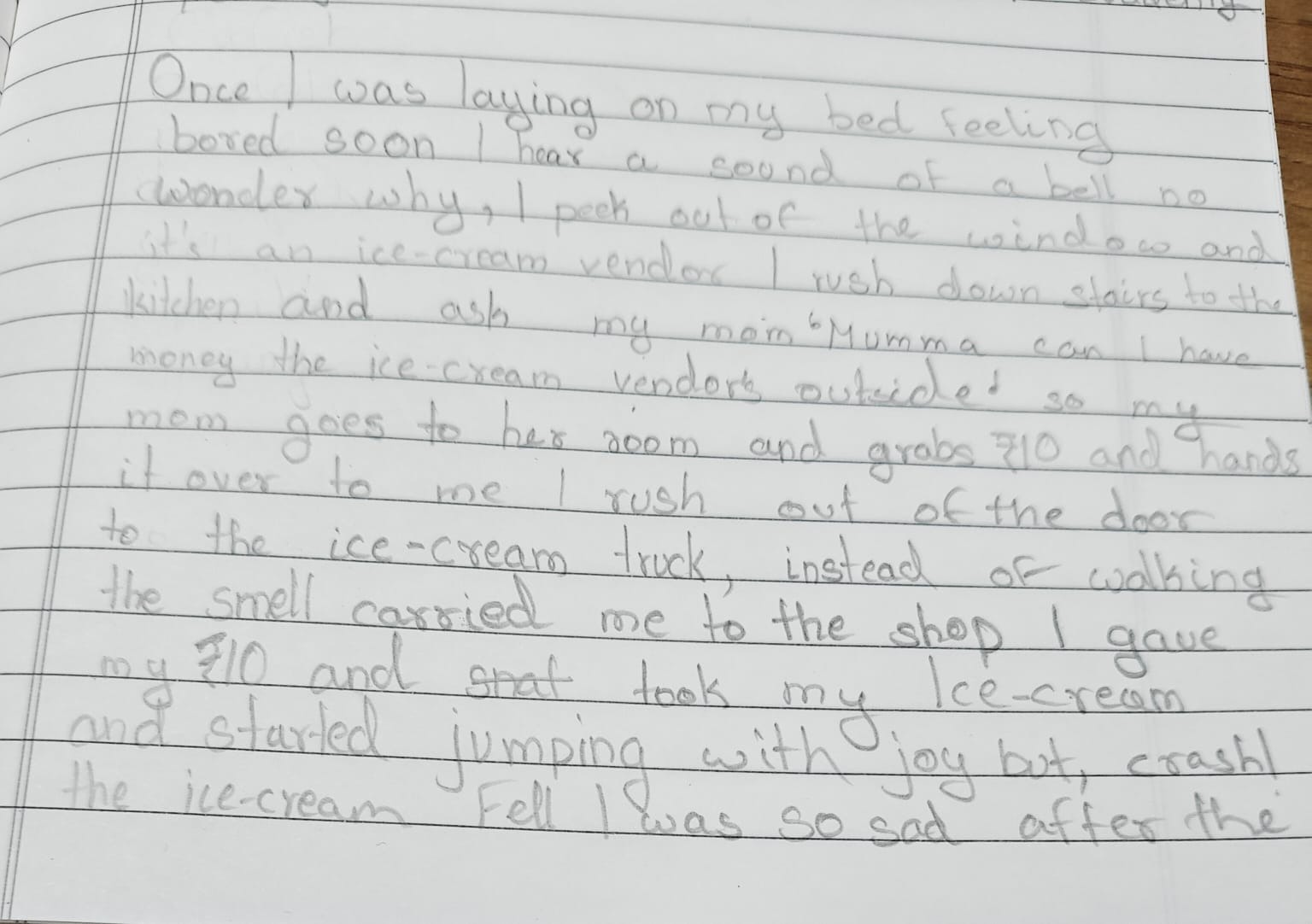 Descriptive writing about my ice-cream