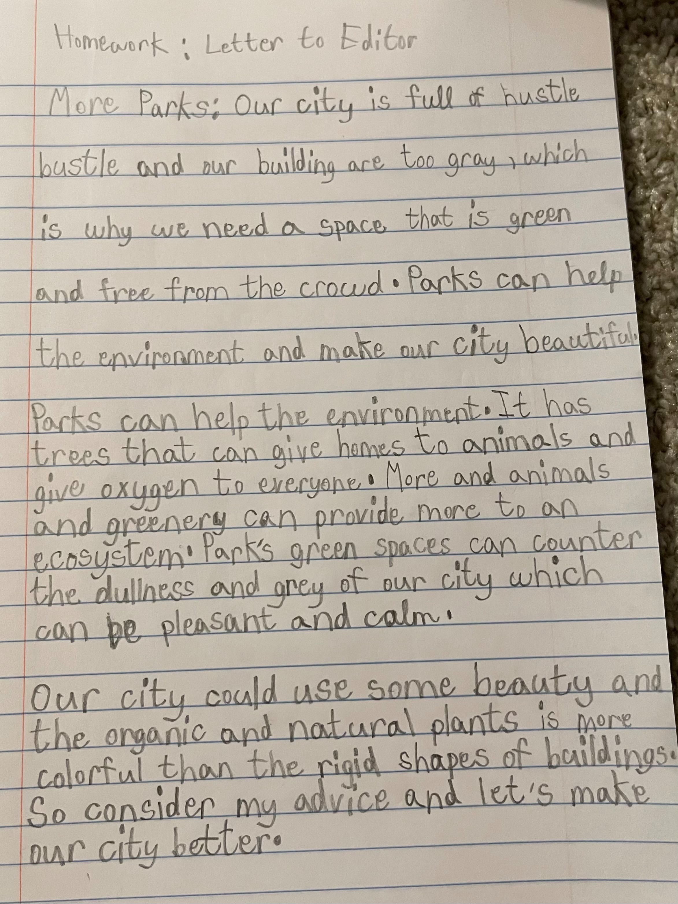 Creative Writing Homework: Letter to the Editor