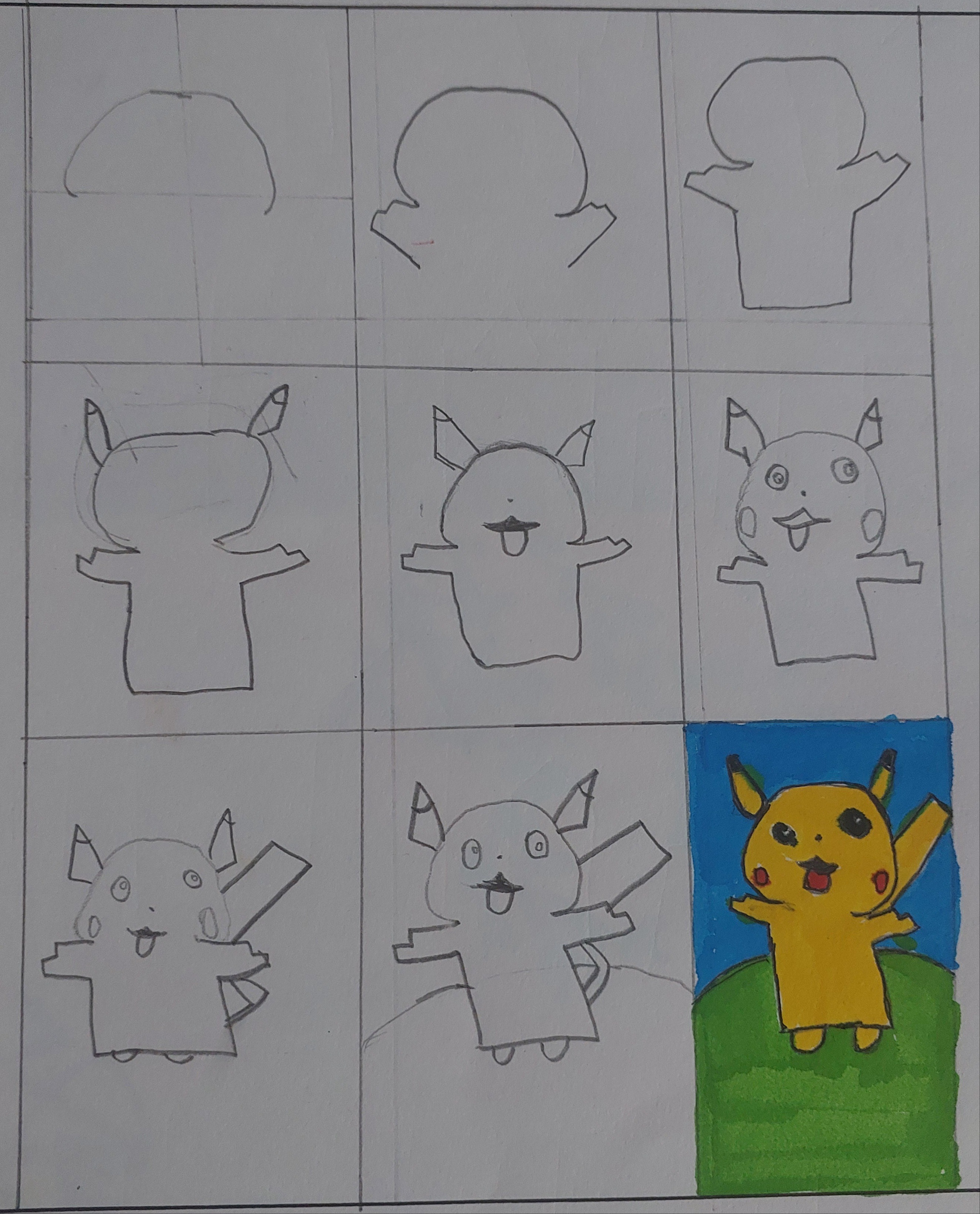 Step by step drawing- Pikachu