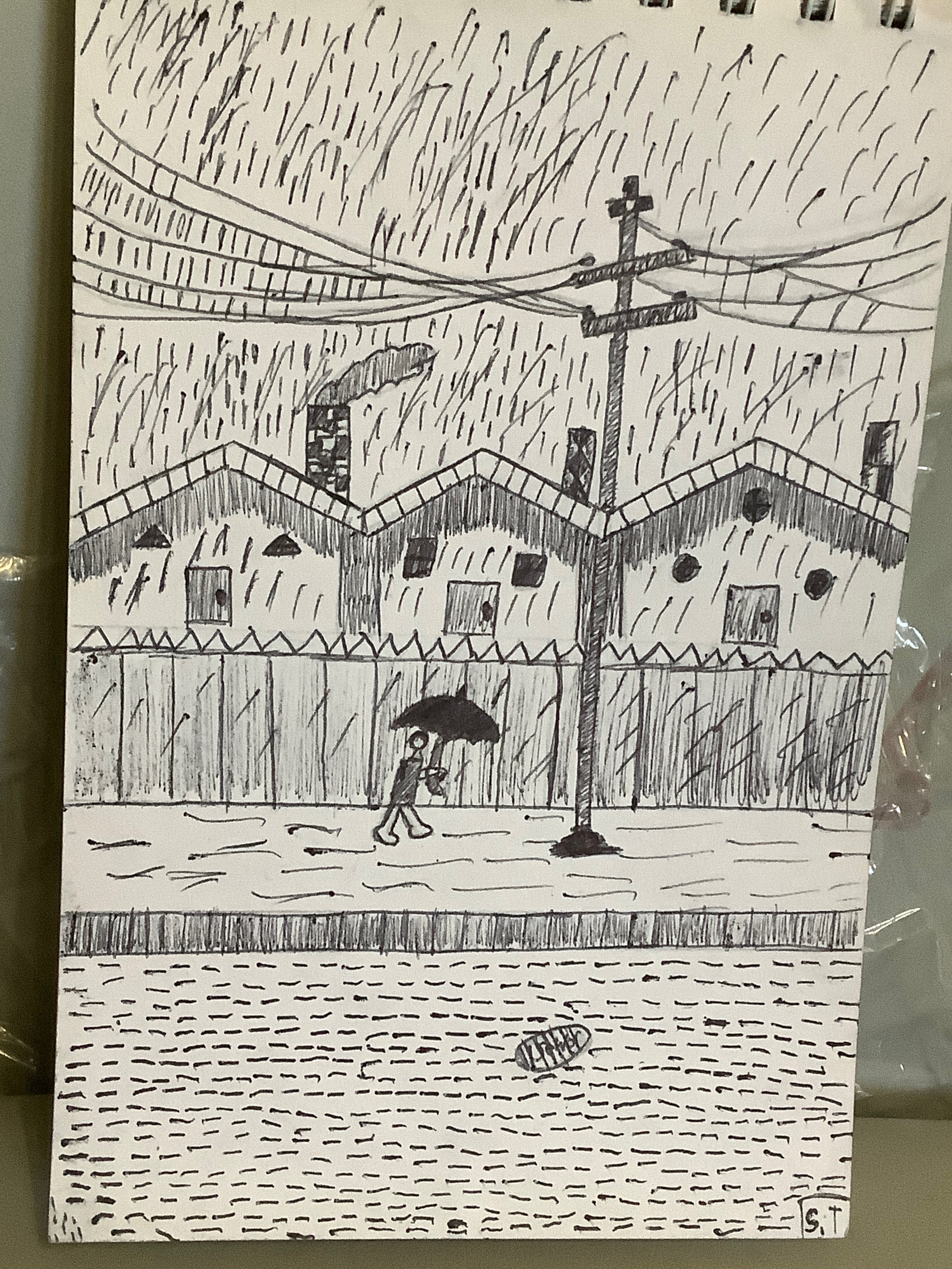 Story art black and white pen artwork