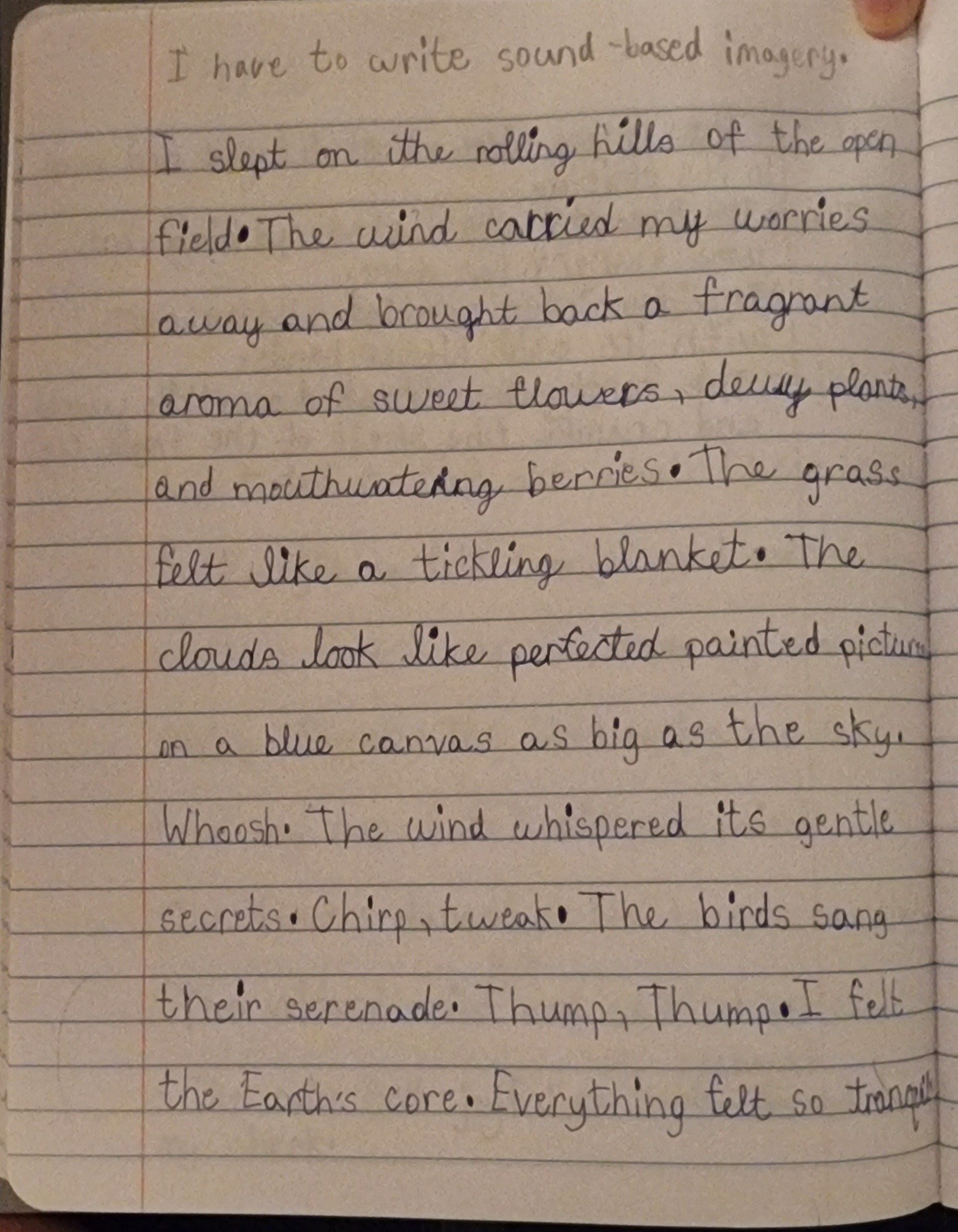 Creative Writing Homework: Sound-Based Imagery