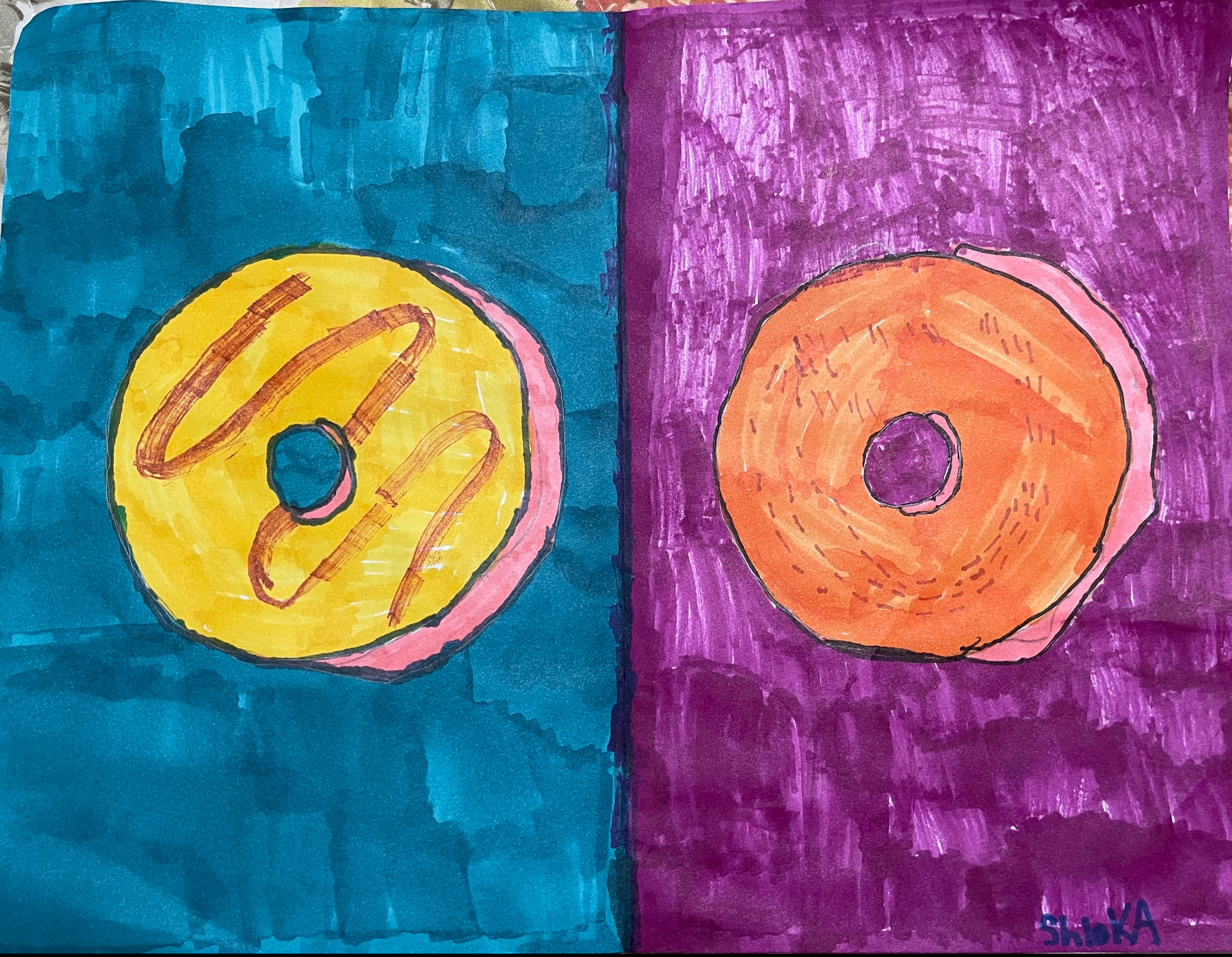 Double Donuts using complimentary colors