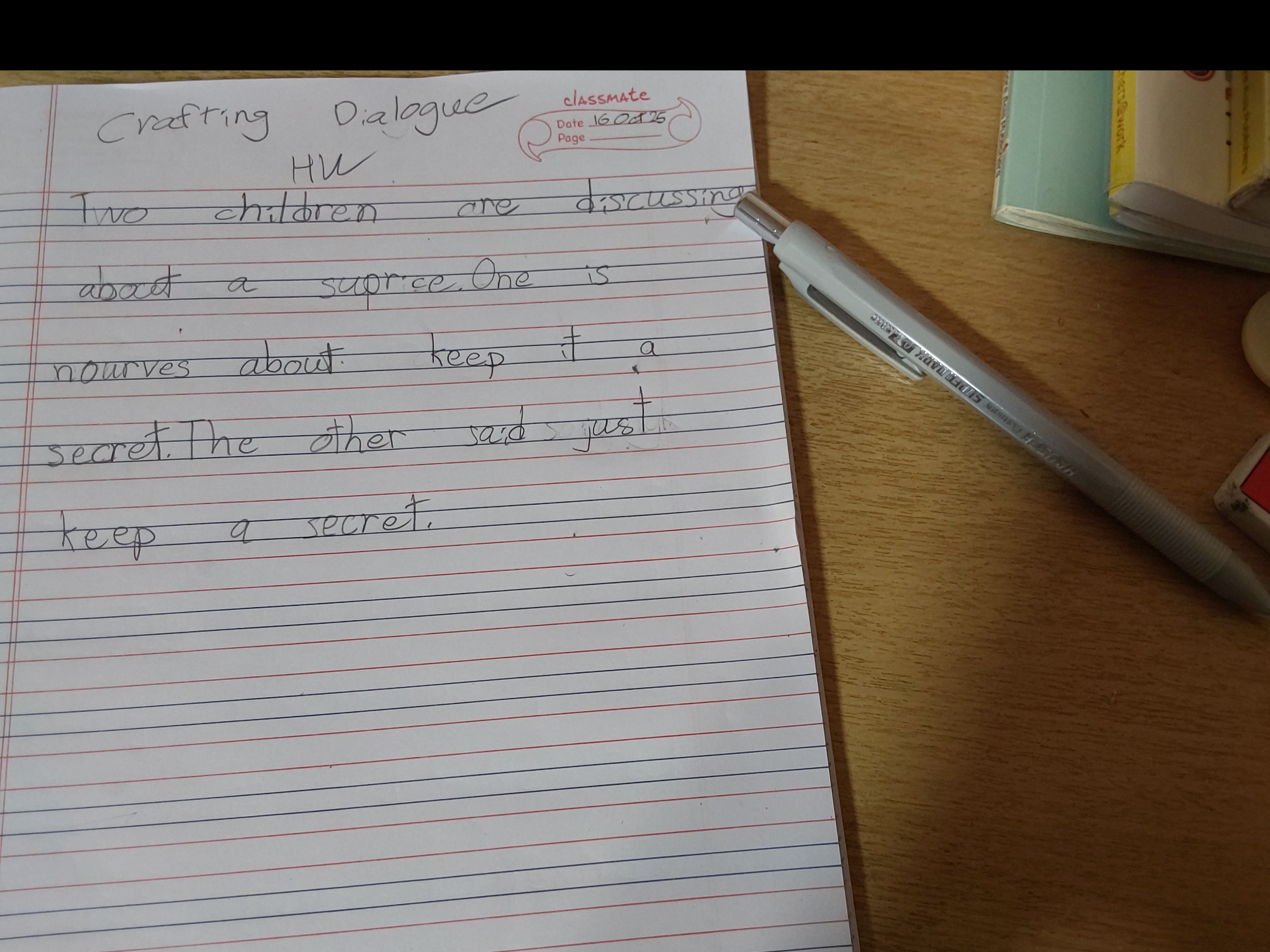 Crafting Dialogue                  HOMEWORK