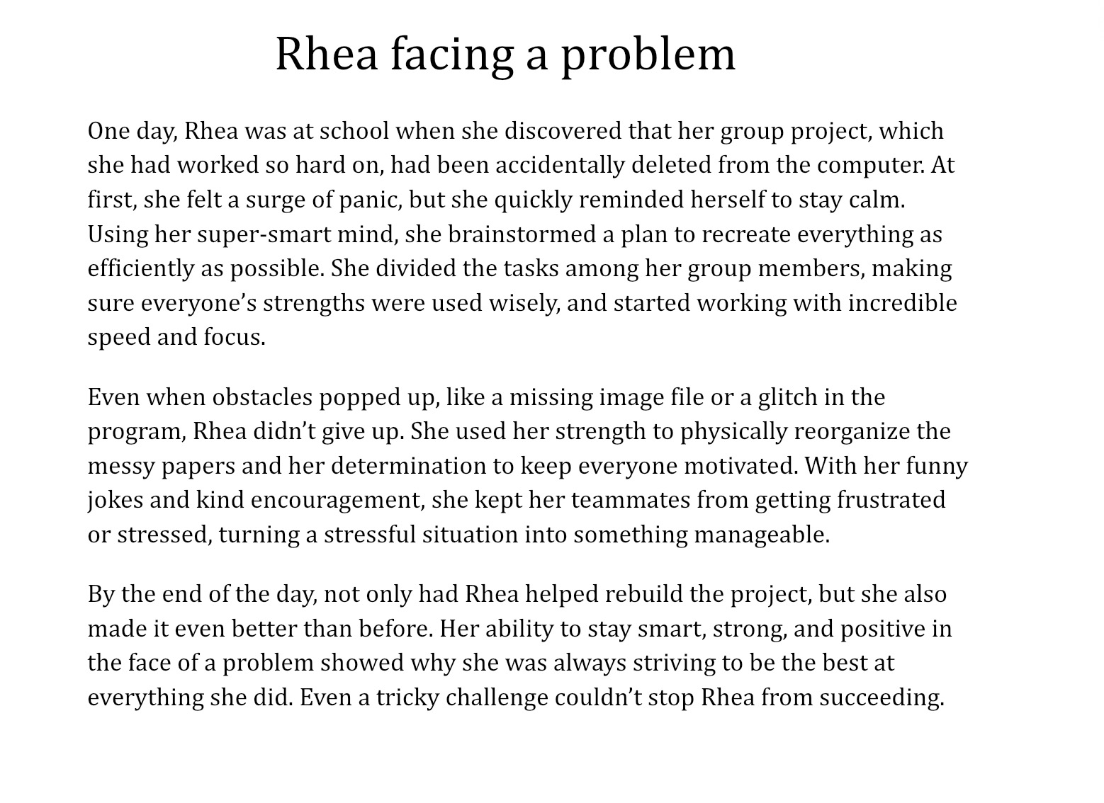 Writing about a character and describing the character