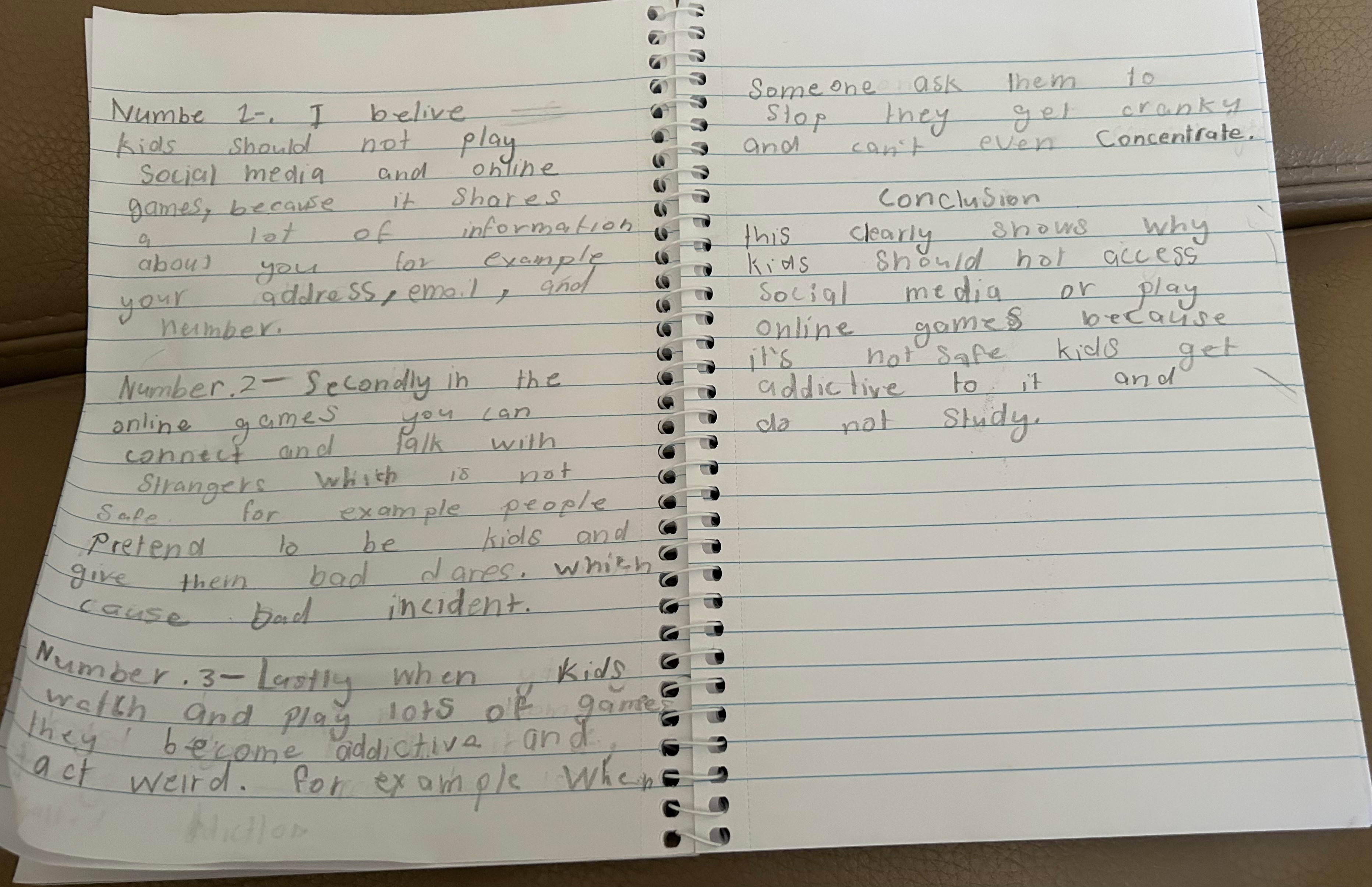 Persuasive writing - why kids should not play online games