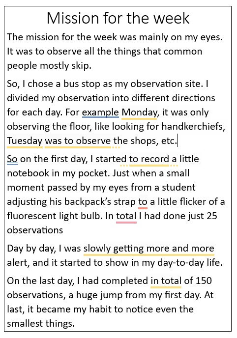 Mission for the week