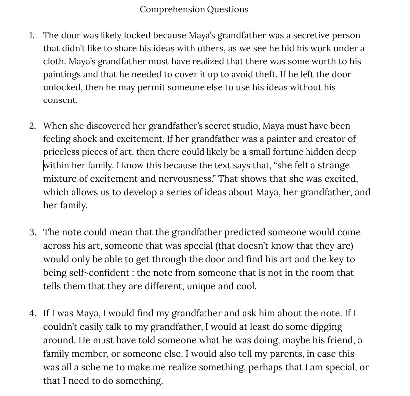 Comprehension Questions