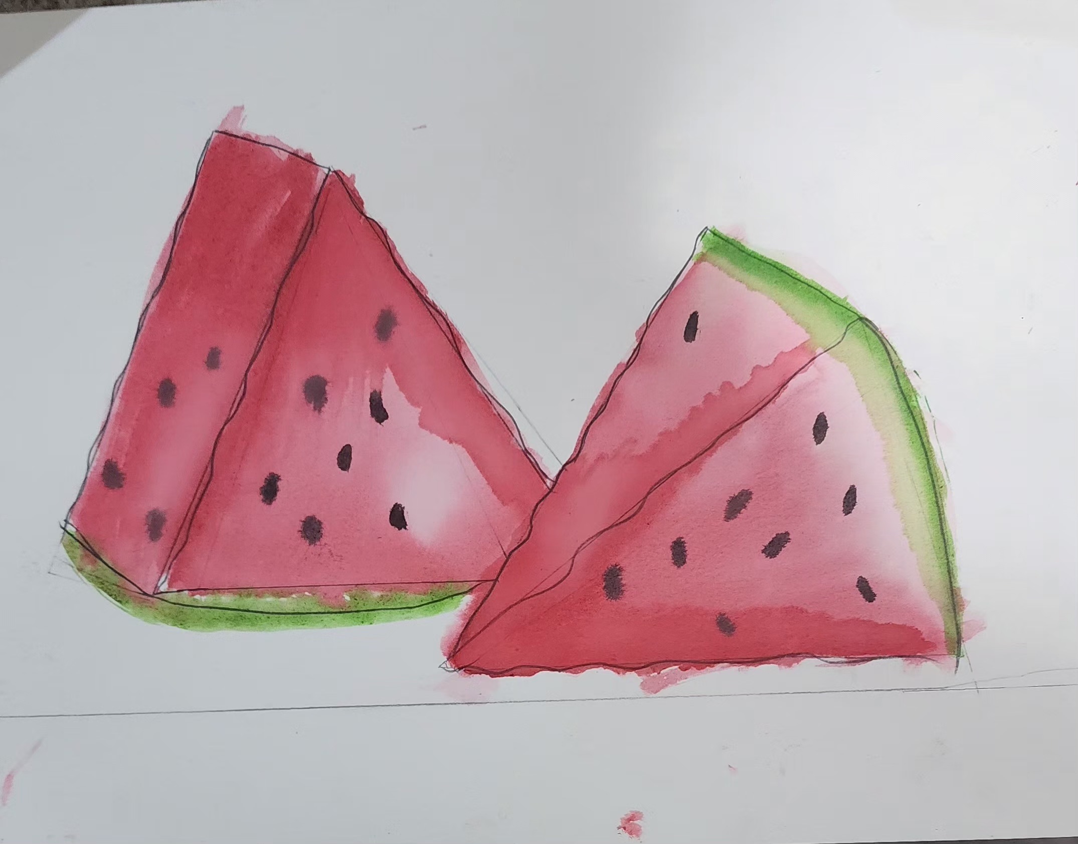 Watermelon with water colors