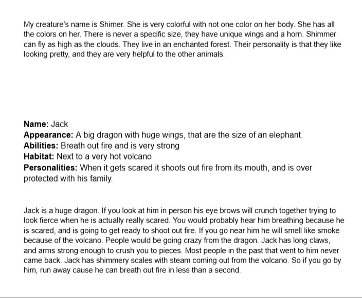 Describing my creature